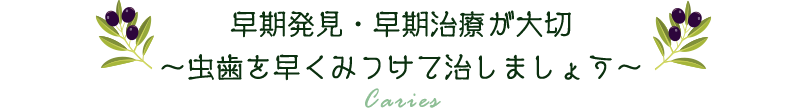 早期発見・早期治療が大切～虫歯を早くみつけて治しましょう～