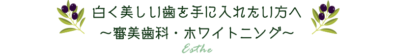 白く美しい歯を手に入れたい方へ～審美歯科・ホワイトニング～